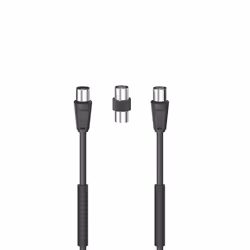 Hama Cavo antenna M/F con adattatore M/M, 1,5 metri, 85 dB, ferrite, nero