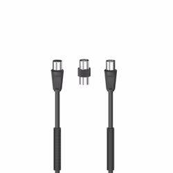 Hama Cavo antenna M/F con adattatore M/M, 3 metri, 85 dB, ferrite, nero, 3 m, Nero