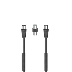 Hama Cavo antenna M/F con adattatore M/M, 3 metri, 85 dB, ferrite, nero