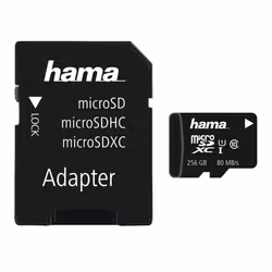 Hama 00213117, 256 GB, MicroSDXC, Classe 10, UHS-I, 80 MB/s, Class 1 (U1)