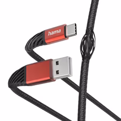 Hama Extreme, 1,5 m, USB A, USB C, USB 2.0, 0,48 Gbit/s, Nero, Rosso