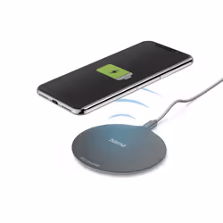 Hama QI-FC10 Metal Telefono cellulare, Smartphone Nero, Argento USB Carica wireless Ricarica rapida Interno
