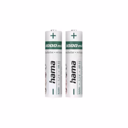 Hama 00223523, Batteria ricaricabile, Mini Stilo AAA, Nichel-Metallo Idruro (NiMH), 1,2 V, 2 pz, 1000 mAh