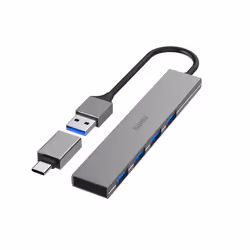 Hama 00200141, USB 3.2 Gen 1 (3.1 Gen 1) Type-A, USB 3.2 Gen 1 (3.1 Gen 1) Type-A, 5000 Mbit/s, Grigio, Alluminio, 0,15 m