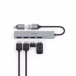Hama 00200141 hub di interfaccia USB 3.2 Gen 1 (3.1 Gen 1) Type-A 5000 Mbit/s Grigio - Vista aggiuntiva 4