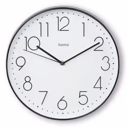 Hama Corsica, Parete, Orologio al quarzo, Rotondo, Nero, Bianco, Plastica, Vetro