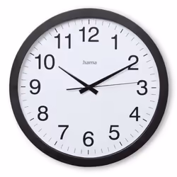 Hama Aruba, Parete, Orologio al quarzo, Cerchio, Nero, Bianco, Plastica, Vetro
