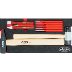 Vigor - Hammer and chisel set ∙ V5006 ∙ l x w x h: 393 mm x 188 mm x 35 mm ∙ Numero utensili: 11