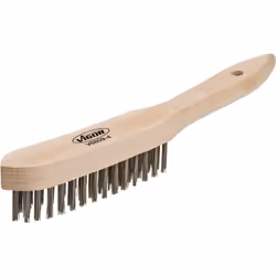 Hand brush made of beech wood Steel working Steel bristles Wire: 0.30 mm 4-row bristle arrangement Wooden body with hanging h ...