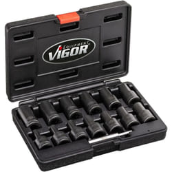 Vigor - Extractor socket set with spiral profile ∙ V2404N ∙ Attacco quadro, cavo, 1/2 di pollice (12,5 mm) ∙ Profilo estrattore di viti esterno