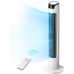 Midea - FZ10-16AR Ventilatore a torre con telecomando, 110 cm, con oscillazione 60°, 6 livelli di velocità, 3 ventilazioni, timer 12H, bianco