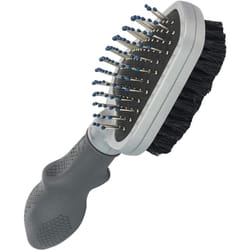 Spazzola doppia per cani e gatti, spazzola 2 in 1 per la cura del pelo per rimuovere nodi, peli sciolti e sporco, grigia - Furminator