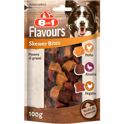 TETRA 8in1 Flavours Skewer Bites 100gr Snack-ricompensa con petto d'anatra, petto di pollo o fegato di pollo; Per cani di tut ...