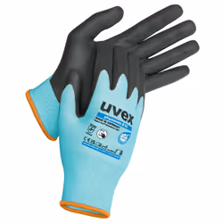 Uvex phynomic B XG, Guanti da officina, Nero, Blu, Adulto, Adulto, Unisex, Resistente al taglio, A prova di strappo