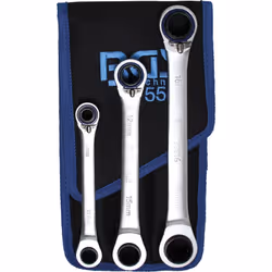 3 chiavi con rispettivamente 4 misure Commutabile In borsa Dentatura fine con 72 denti Oggetto della fornitura: Chiave combin ...