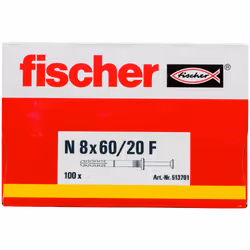 Fischer 513701 ancoraggio a vite e tassello 100 pz Kit di viti e tasselli a muro 60 mm - Vista aggiuntiva 4