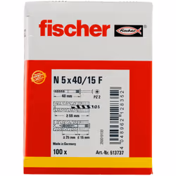 Fischer 513737 ancoraggio a vite e tassello 100 pz Kit di viti e tasselli a muro 40 mm - Vista aggiuntiva 3