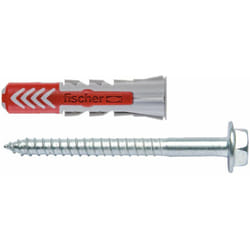 536392 Tasselli duopower con Vite Esagonale, Grigio e Rosso, 10x50 t - Fischer