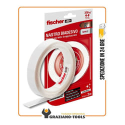 Fischer - Nastro biadesivo trasparente. Strappo facile e preciso. Resistente fino a 10kg con soli 10cm di nastro