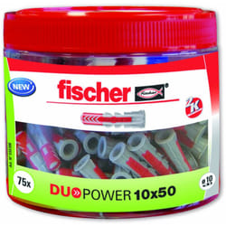 553308 Tassello Nylon, Grigio e Rosso, 10x50 (Bote 75 tacos) - Fischer