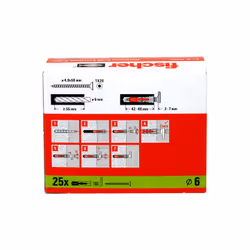 Fischer 564168 ancoraggio a vite e tassello 25 pz Kit di gancio a vite e tasselli a muro - Vista aggiuntiva 5