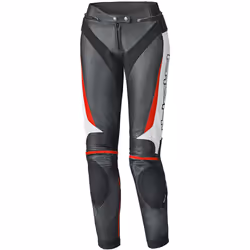 Held Lane II Pantaloni donna in pelle moto, nero-bianco-rosso, dimensione 40 per donne