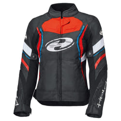 Held Baxley Top impermeabile Giacca tessile moto da donna, nero-rosso-blu, dimensione XS per donne