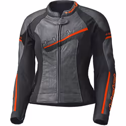 Held Debbie II Giacca in pelle da moto da donna traforata, nero-rosso, dimensione 38 per donne
