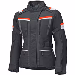 Held Tourino Top impermeabile Giacca tessile moto da donna, nero-rosso, dimensione XS per donne