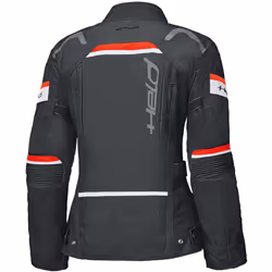 Held Tourino Top impermeabile Giacca tessile moto da donna, nero-rosso, dimensione XS per donne