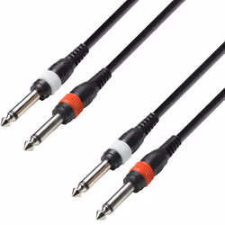 adam hall K3 TPP 0600, 2 x 6.35mm TRS, Maschio, 2 x 6.35mm TRS, Maschio, 6 m, Nero