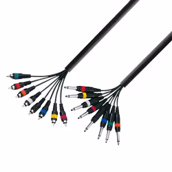 adam hall K3 L8 PC 0300, 8 x RCA, Maschio, 8 x 6.35mm TRS, Maschio, 3 m, Nero