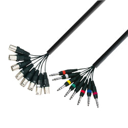 adam hall K3 L8 MV 0300 cavo audio 3 m 8 x 6.35mm TRS 8 x XLR (3-pin) Nero