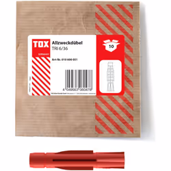 Tassello universale Tri 6x36 mm (10 pz.) Quantità di contenuto: 5 borsa per pacco Altezza 0,70 Diametro del trapano 6 Tipo di ...