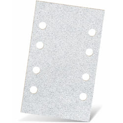 MENZER White Carte abrasive velcrate, 133 x 80 mm, 8 fori, p. Levigatrici orbitali, Corindone normale (50 Pz.) G100