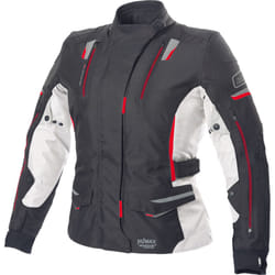 Büse Jana Giacca tessile moto da donna, nero-bianco-rosso, dimensione 38 per donne