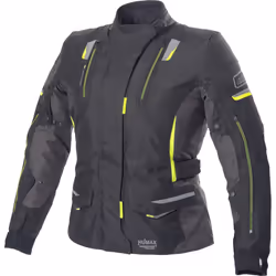 Büse Jana Giacca tessile moto da donna, nero-grigio-giallo, dimensione 44 per donne