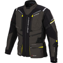 Büse Open Road III Giacca tessile moto impermeabile, nero-grigio-giallo, dimensione 48 per uomo