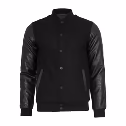 Urban Classics TB201, Bomber, Maschio, Adulto, 3 tasche, Ecopelle, Poliestere, Viscosa, Lana, Nero