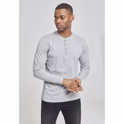 Urban Classics Basic Henley L/S Tee, Polo, Adulto, Maschio, Grigio, Monocromatico, S