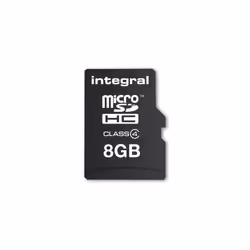 Integral 8GB MICROSDHC MEMORY CARD CLASS 4, 8 GB, MicroSD, UHS-I, 4 MB/s, Class 1 (U1), Nero