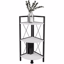VCM Morgenthaler Insasi 3 Scaffale angolare Libera installazione MDF, Metallo Nero, Bianco - Vista aggiuntiva 2