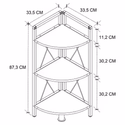 VCM Morgenthaler Insasi 3 Scaffale angolare Libera installazione MDF, Metallo Nero, Bianco - Vista aggiuntiva 4