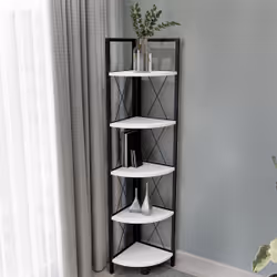 VCM Morgenthaler Insasi 5 Scaffale angolare Libera installazione MDF, Metallo Nero, Bianco - Vista aggiuntiva 3