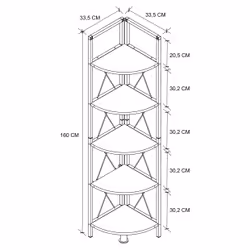VCM Morgenthaler Insasi 5 Scaffale angolare Libera installazione MDF, Metallo Nero, Bianco - Vista aggiuntiva 4