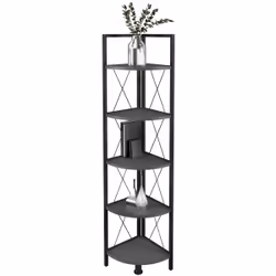 VCM Morgenthaler Insasi 5 Scaffale angolare Libera installazione MDF, Metallo Antracite, Nero - Vista aggiuntiva 2