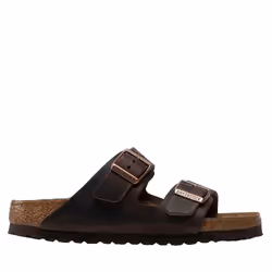 Sandalo unisex in pelle marrone, modello classico Arizona Sretta di Birkenstock.