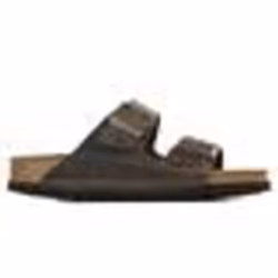 Sandalo unisex in pelle marrone, modello classico Arizona Sretta di Birkenstock.