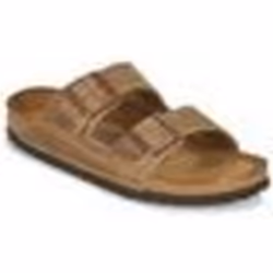 Sandalo unisex Birkenstock Arizona in pelle nubuck grigia, design classico e comfort superiore.