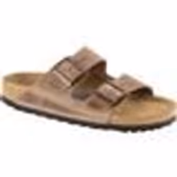 Sandalo unisex Birkenstock Arizona in pelle nubuck grigia, design classico e comfort superiore.